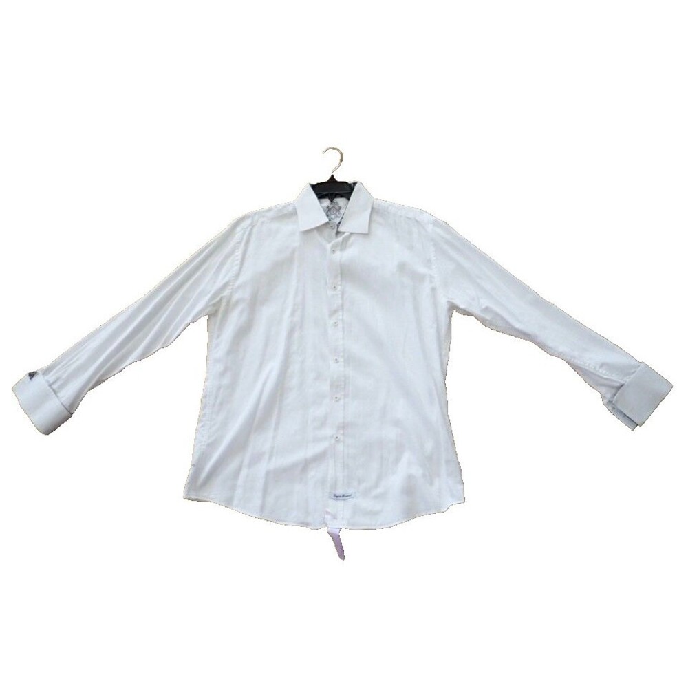 English Laundry Men's White Solid Cotton Dress Button Shirt Size 16-34/35 Large
